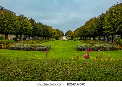 A View Down The Central Green Belt In Welwyn Garden City, UK In The Summertime