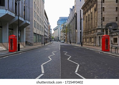 A View Down An Empty Street In Central London During Coronavirus Lockdown, April 2020, United Kingdom.