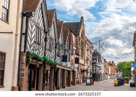 A view down the main section of Bore Street in Lichfield, UK in summertime