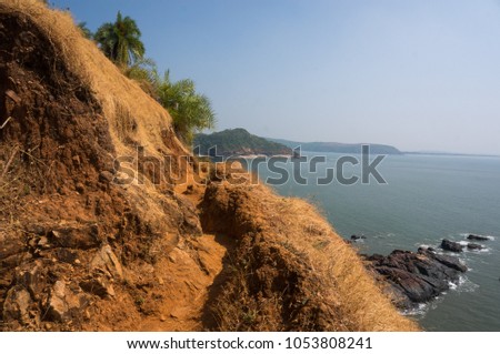 View down on slope of coarse stone,