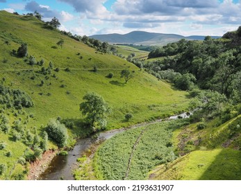 View down to Scandal Beck and up the valley from Smardale Gill viaduct, Eden Valley, Cumbria, UK - Shutterstock ID 2193631907