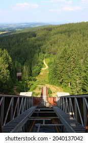 View down from ski springboard in Zadov in summer 