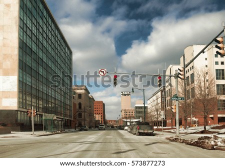 View down State Street in Syracuse, New York