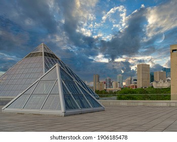 View Of Downtown Edmonton, Alberta, Canada. Taken On Moody Summer Afternoon. 