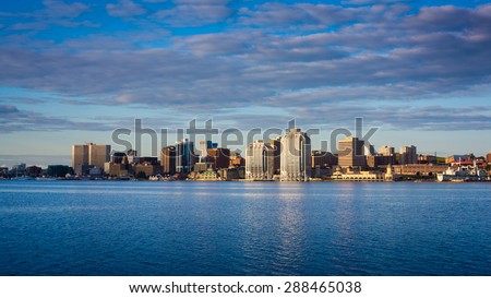 View of downtown Halifax from Dartmouth with the waterfront and the Purdy's Wharf. Halifax, Nova Scotia, Canada.