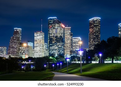 A View Of Downtown Houston At Night