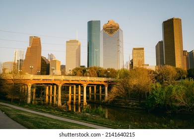 A View Of Downtown Houston Texas USA In Spring Time