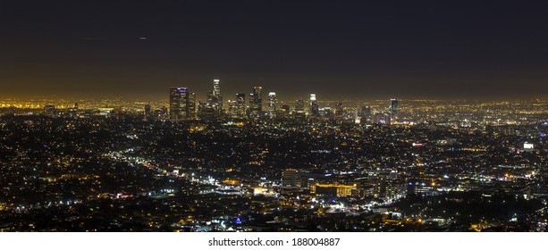 View Of Downtown Los Angeles From The Hollywood Hills. 