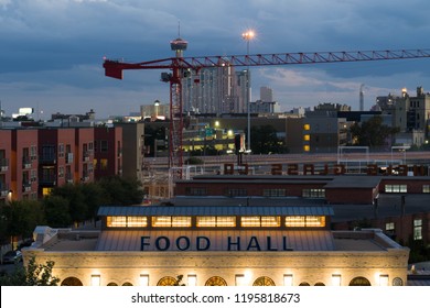 View Of Downtown San Antonio From Pearl Brewery At Dusk Close Up