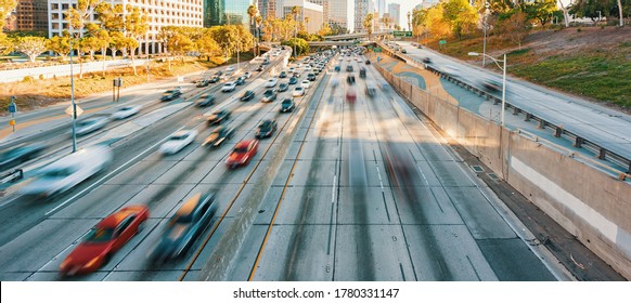 View Of Dowtown LA Traffic With Motion Blur