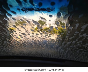 View Of Drive Through Car Wash, From Car Interior 