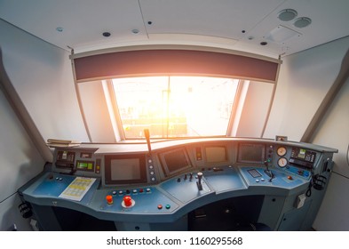 View From The Driver's Cab Of An Electric Train, Voyage On A Railway