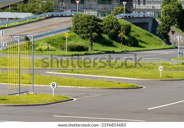 The view of Driving courses at driver's license
testing centers administered by the police in Yokohama, Kanagawa,
Japan.
