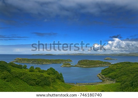 View from the Drumbeg viewpoint, Drumbeg Loop, part of thirty-five islands of the coastal parish of Eddrachillis, northwest of Scotland.