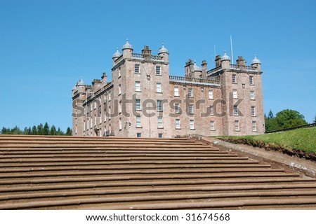 a view to drumlanrig castle from the steps
