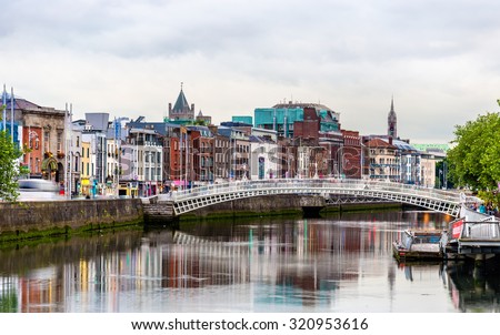 View of Dublin with the Ha'penny Bridge - Ireland