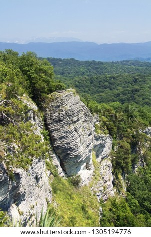View of Eagle's Rocks. Summer mountain landscape. Sochi national park, Russia.