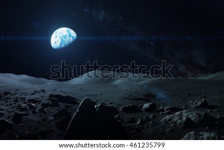 View of Earth from moon. Elements of this image furnished by NASA