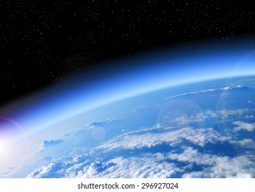 view of the Earth from space, blue planet and deep black space - Shutterstock ID 296927024