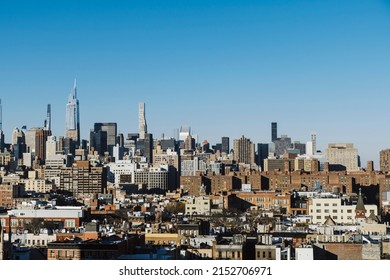 View from East Village to Kips Bay and Midtown East buildings. Skyline of East side of Manhattan