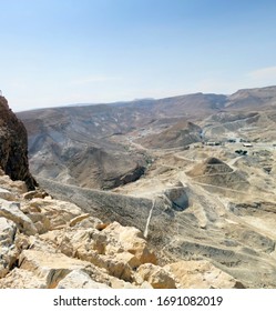 View from eastern Masada observation platform to ancient catchment area