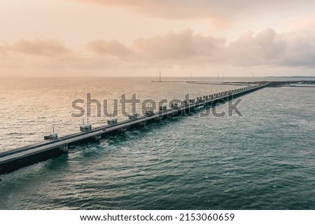 The view of Eastern Scheldt Storm Surge Barrier  Oosterscheldekering, the Netherlands 