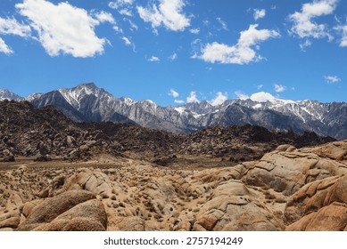 View of eastern side of Mount Whitney, from Alabama Hills, California