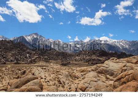 View of eastern side of Mount Whitney, from Alabama Hills, California