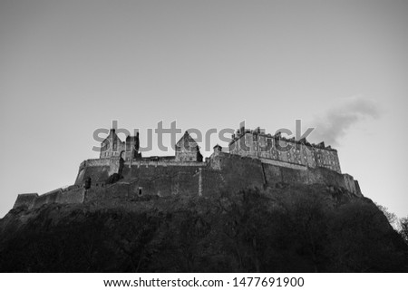 View of Edinburgh Castle at sunset.