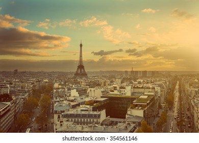 View Eiffel Tower from Arc of Triophe. Toned Image
