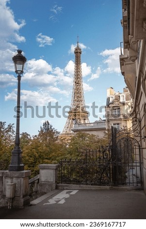View of the Eiffel Tower from the Avenue de Camoens
