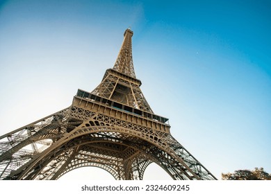 View of Eiffel tower with blue sky, Paris, France - Shutterstock ID 2324609245
