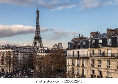 View Of Eiffel Tower From Hotel Room, Paris.