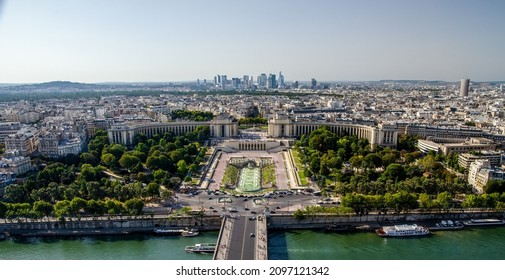 View From The Eiffel Tower On Gardens Of The Trocadero (Jardins Du Trocadéro)