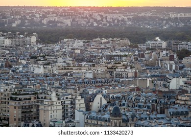 View from the Eiffel Tower in the sunset time, Paris, France