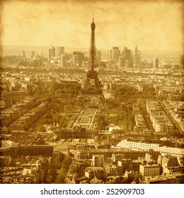 View Of Eiffel Tower.Paris.Old Style Photo.