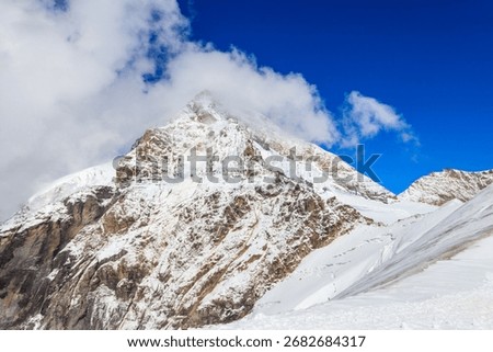 View of Eiger mountain of the Bernese Alps in the Bernese Oberland of Switzerland. Jungfrau region