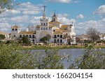 View of El Rocio and lake, Andalucia, Spain