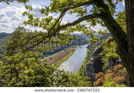 View to the Elbe river from the Bastei in Saxony Germany