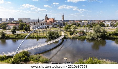 view of the elbe river with dessau town