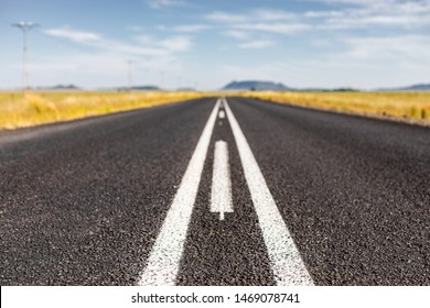 View Of An Empty Country Highway Road In South African Farmland Region