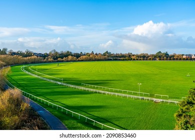 View Of The Empty Horse Race Course In Chester, UK