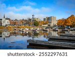 View from the empty marina harbour showing Brockville