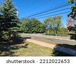 A view of an empty street on a sunny Autumn day in Kentville, Nova Scotia.