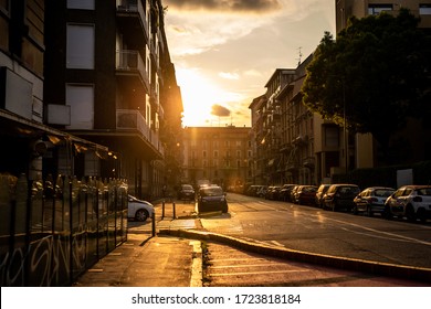 View Of The Empty Streets In Milan, Italy Because Of Coronavirus Outbreak And City Lockdown