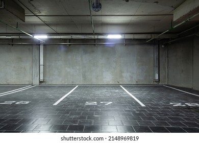 View of an empty underground parking lot