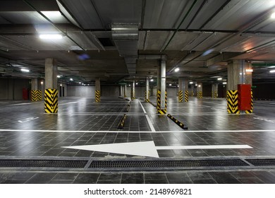 View of an empty underground parking lot