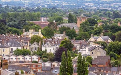 View Of The English City Of Exeter. The Administrative Center Of Devon County. England.