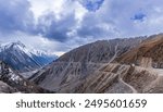 View en-route to Zoji la pass at elevation of 3528m in zanskar himalayas mountain range on Srinagar Leh highway, Jammu and Kashmir, India.