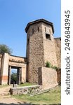 View of the entrance of Hari Parbat Fort, the first fortification done by Mughal Emperor Akbar in 1590, Srinagar, Jammu and Kashmir, India.